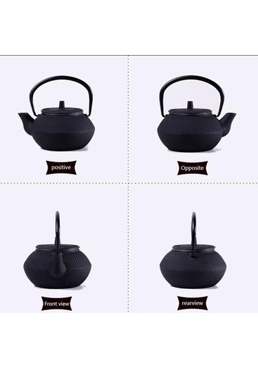 Stil Dökme Demir Kettle Çaydanlık Süzgeci Çay Potu 300ml Siyah Çaydanlıklar Altın