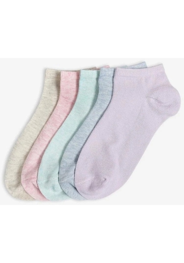 Bolero 5'li Soft Renkli Yazlık Düz Kadın Patik Çorap Çok Renkli