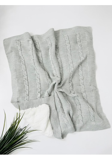 Moskova 90-90cm İçi Polar Yün Triko Battaniye - Gri Gri