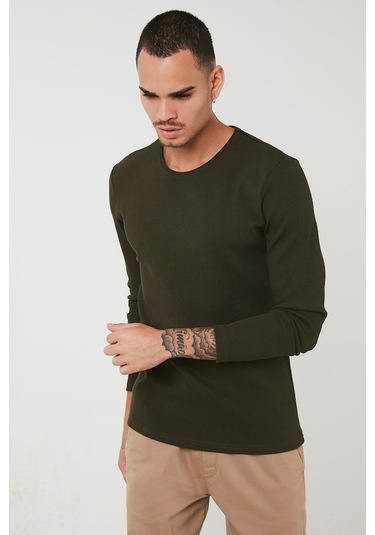 Buratti Pamuklu Bisiklet Yaka Slim Fit Basic Erkek Sweat 5905073 Haki