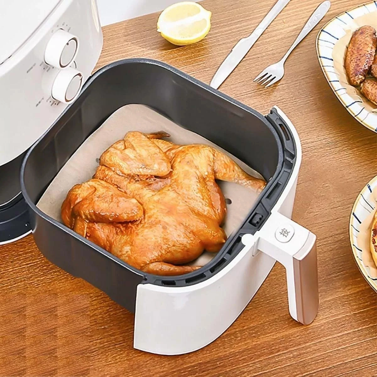 250 Adet Air Fryer Pişirme Kağıdı Tek Kullanımlık Hava Fritöz Yağ Geçirmez Yapışmaz Gıda Pişirme Kağ