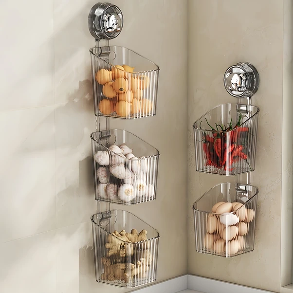 Sunshine011 3'lü Şeffaf Saklama Kutusu, Mutfak Ve Banyo Organizer Sepetleri, Raflı Yığılabilir Şeffaf Renk