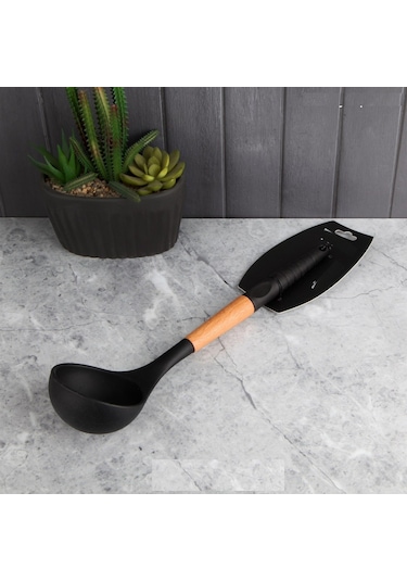 Silikon Bambu Saplı Perotti Siyah Kepçe