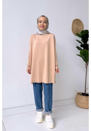 Kol Detay Merserize Tunik - Sütlü Kahve Sütlü Kahve
