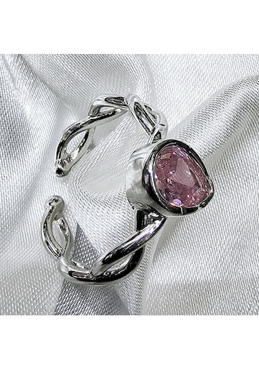 Dükkan Design Pembe Damla Taş Ayarlanabilir Yüzük Pembe