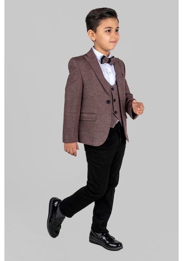 Mendil Damatlık Ceketli Yelekli Erkek Çocuk Takım MNK0487
