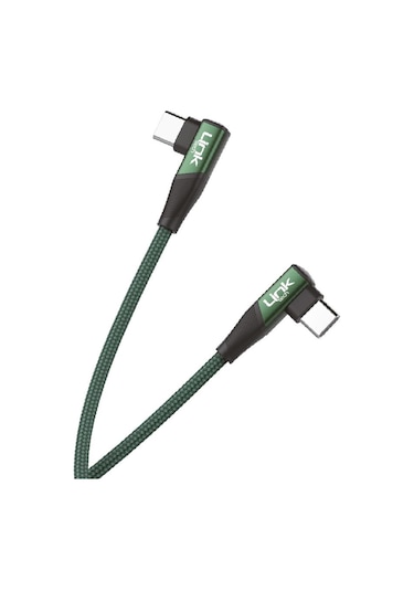 Linktech K595 Safe 60W Type-C To Type-C Data Ve Şarj Kablosu Yeşil