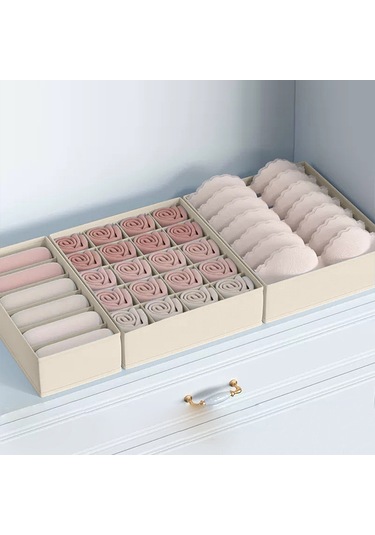 Cbtx 3 Adet Çekmece Tarzı Ev Organizatör Morandi İç Giyim Çorap Kapaksız Saklama Kutuları Bej