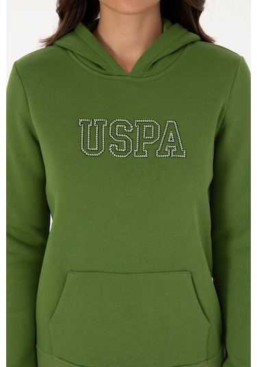 U.S. Polo Assn. Kadın Yeşil Şardonlu Kapüşonlu Basic Sweatshirt 50313566-VR054 U.S. Polo Assn. Kadın Yeşil Şardonlu Kapüşonlu Basic Sweatshirt 50313566-VR054