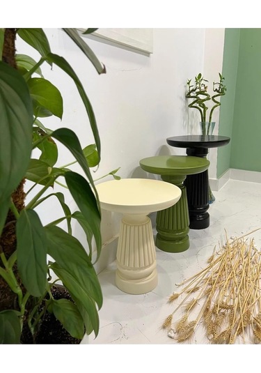 Wood Renkli 3 Lü Set Mantar Yan Sehpa Fiskos Çiçeklik