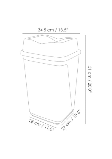 Çift Kapaklı Plastik Çöp Kovası - Ev Ofis Banyo Mutfak Çöp Kovası Gri 30 Litre Gri
