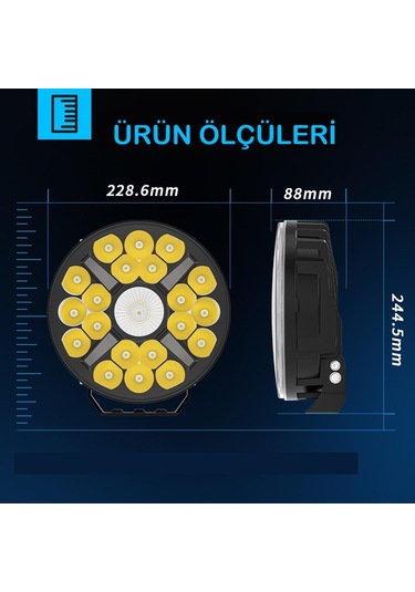 Kamyon Tır 9 İnç Sis Farı Tepe Ve Tampon Lambası 100 W Projektör Lamba Gündüz Led Drl Sarı Ve Beyaz