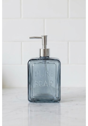 Makri Home Renkli Cam Sıvı Sabunluk, 500 Ml, Mavi Mavi