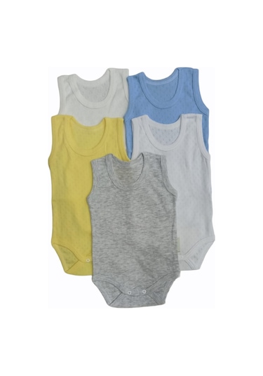 Özdemirlitekstil Jakarlı Klimalı Askılı Çıtçıtlı Badi Bebek(5 Li Paket) Beyaz
