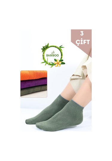 Kral Socks Kadın Bambu Patik 3 Adet Dikişsiz Kısa Yazlık Kadın Çorap Asorti
