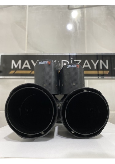Akrapovic Karbon Egzoz Ucu Çift Çıkış 90mm Sağ Sol Set --mayukdiz