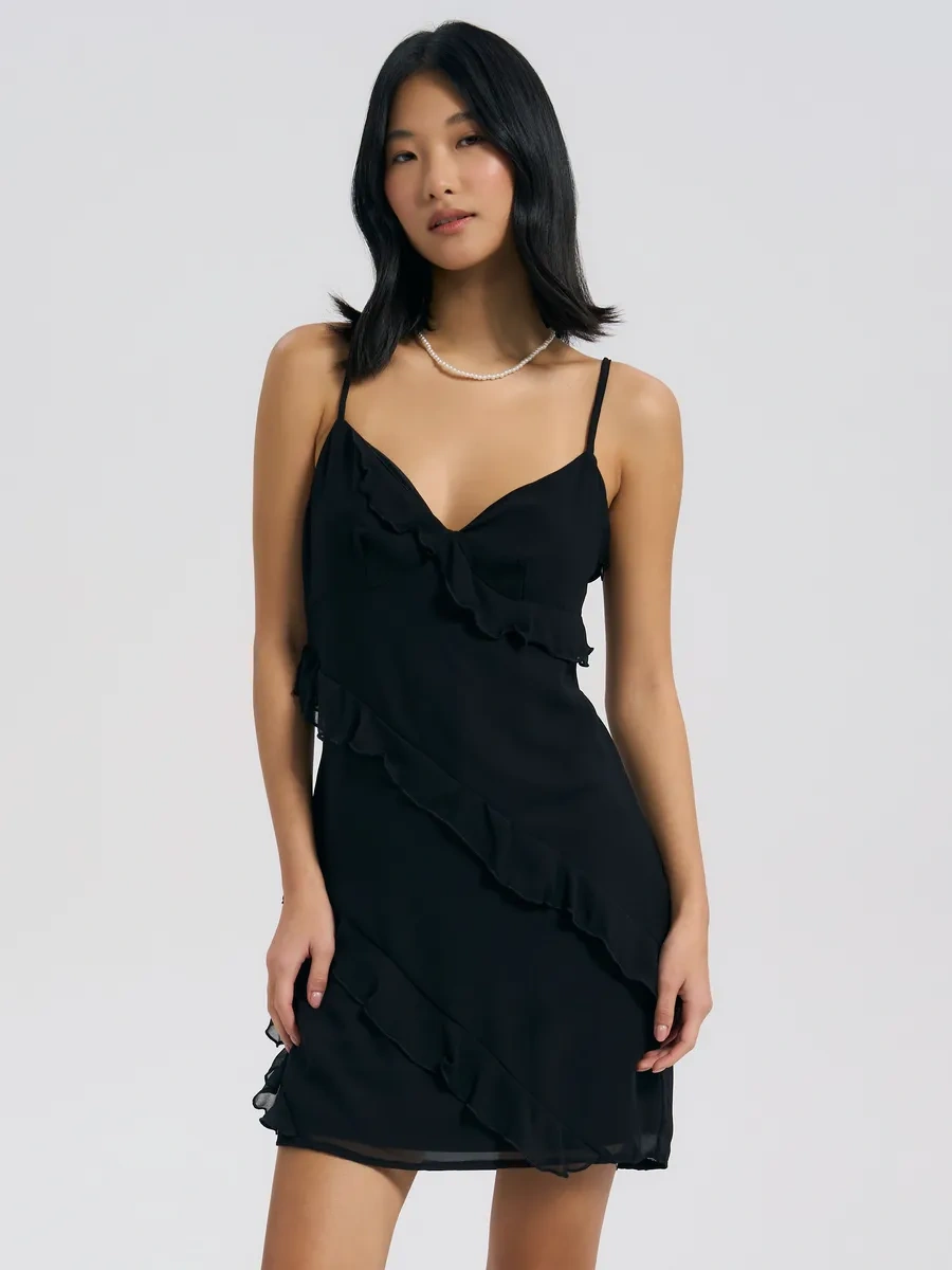 Tvoe Şık Askılı Mini Elbise 356083359 Siyah