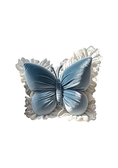 Suntek Kelebek Şekilli Yastık El Sanatları Kanepe Minderi İç Mavi