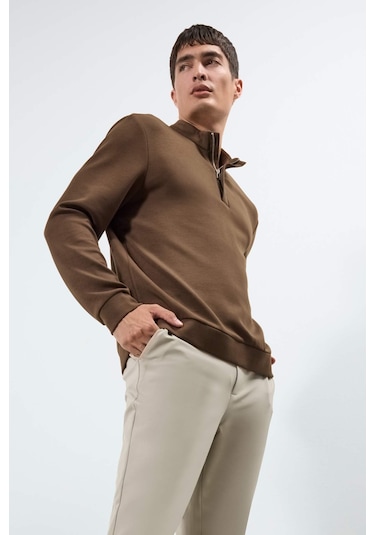 Defacto Regular Fit Dik Yaka Yarım Fermuarlı Sweatshirt F2821ax25aubn595 Kahve Defacto Regular Fit Dik Yaka Yarım Fermuarlı Sweatshirt F2821ax25aubn595 Kahve