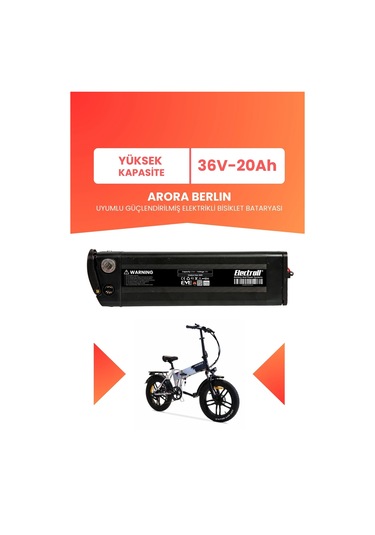 Arora Berlın Uyumlu 36v 20ah Elektrikli Bisiklet Bataryası Siyah