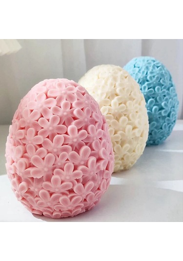 Sointeresting Oyma Çiçek Yumurta Silikon Mum Kalıbı Catharanthus Top Sabun Reçine Alçı Kalıp Çikolatalı Kek, S Beyaz