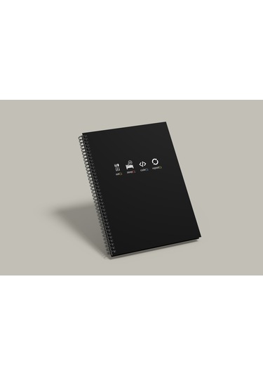Notebook for Developers - Eat Sleep Code Repeat - Siyah - Kısmi Lak'lı Sert Mukavva Kapak - 100 Yaprak - Kareli - Spiralli Defter
