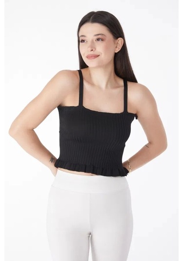 Kazax Yazlık Triko Crop Siyah