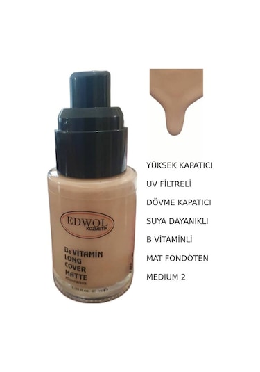 Edwol Long Cover Matte Foundation NB2 Medium