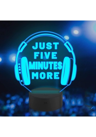 Goldenqian 3d Gece Lambası Renk Değişimi Çocuklar Led Gece Lambası Kulaklık 3d Oyun Seti Gece Lambası Gamer Masa Lambası Yatak Odası Odası Dekorasyon Çocuk Süslemeleri Y0qpss Siyah