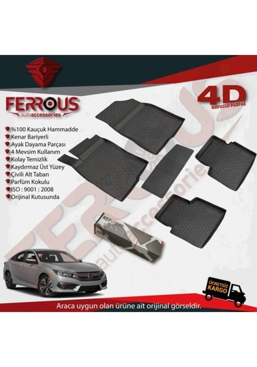 Honda Civic Sedan 4d Havuzlu Paspas 2016 Ve Üstü Siyah