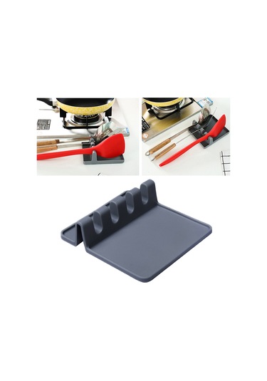 Suntek Isıya Dayanıklı Silikon Gereç Dayanağı Kepçe Ve Gri Gri