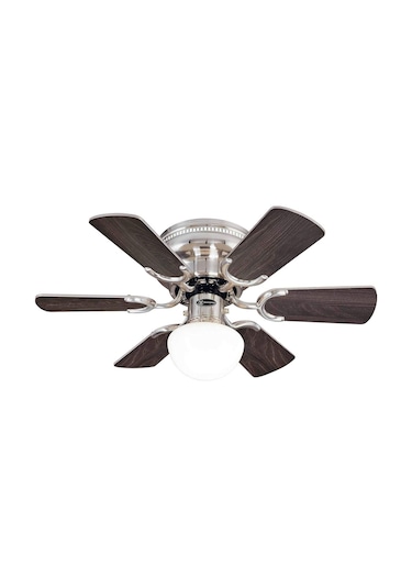 Westinghouse Petite Tavan Vantilatörü 76 Cm, Fırçalanmış Nikel, Kordonlu Model Ahşap