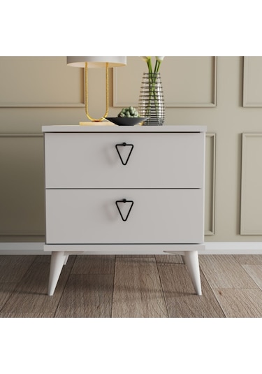 3634 VERSA-CE 2 ÇEKMECELİ AYAKLI KOMODİN BEYAZ