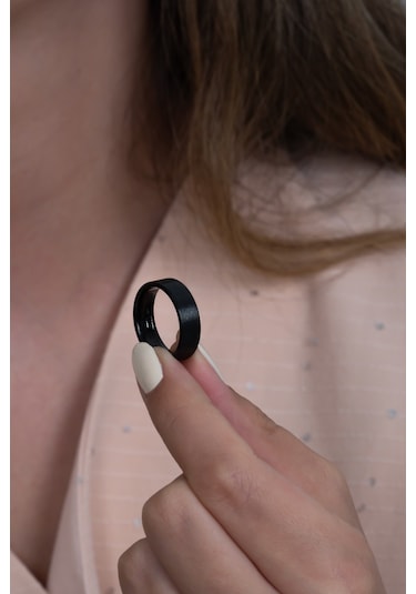 6mm Mat Düz Model Unisex Kadın Erkek Çelik Alyans Yüzük Cl29 Siyah