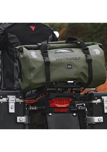 Evrensel 66l Motosiklet Su Geçirmez Kuyruk Çanta Kask Yeşil
