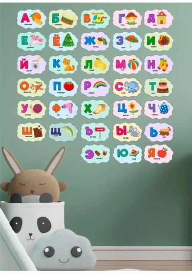 Sprintfox Çocuklar İçin Rusça Alfabe Duvar Çıkartmaları 144500297 Kırmızı