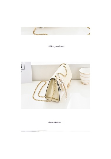 Kadın Çanta Kore Tarzı Moda Basit Küçük Kare Çanta Tek Omuz Crossbody Çanta-kirli Beyaz Kırık Beyaz