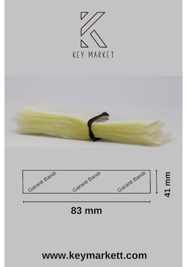 Key Market Güvenlik Emniyet Bandı 48 MM Ağız Çapına Uygun 83 x 41 MM Baskılı 100'lü