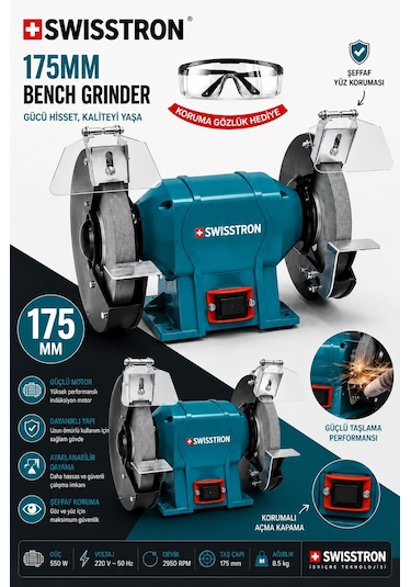 Swisstron SWSBNH175 Profesyonel Taş Motoru 175 MM