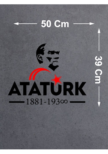 Atatürk Ve Ay Yıldız Sticker - Atatürk Yazısı Araba Oto Motosiklet Karavan Sticker - 00621 50x39 Cm