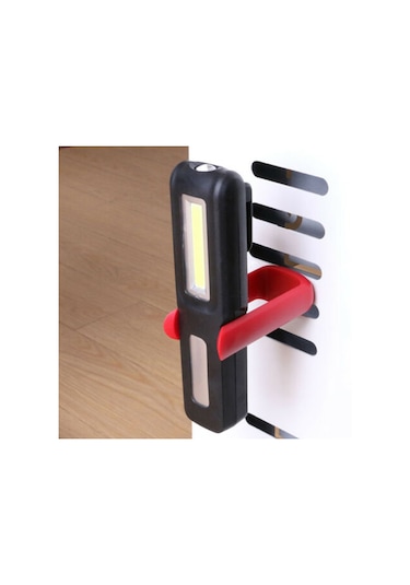 Mıknatıslı Taşınabilir Usb Şarjlı Led Cob Fener Siyah