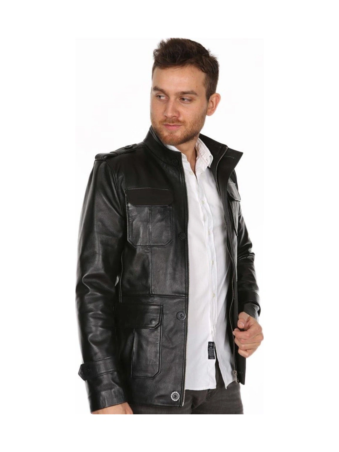 Hakiki Deri Siyah Venetta Erkek Deri Mont Siyah