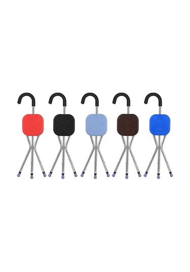 Xuweiwei Kırmızı Kare Katlanır Hafif Yaşlılar İçin Yürüme Bastonu Oturaklı Kamp Taburesi