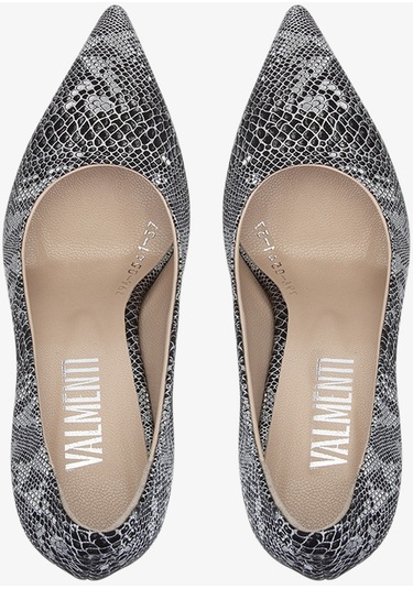 Valmenti Rigel Kadın Siyah Yılan Hakiki Deri Topuklu Ayakkabı 923 796-1 Bn Ayk Y24 Siyah