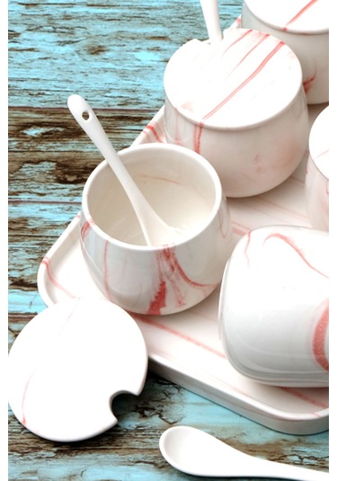 Arow Tr-3013 Janet Pembe 19 Parça Porselen Baharat Takımı Pembe