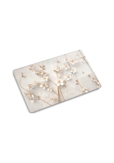 Cam Kesme Tablası - Cam Kesme Tahtası Beyaz Çiçek 20cm X 30cm