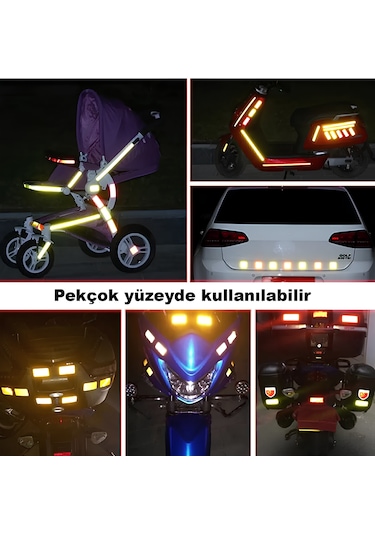 Reflektörlü Bant Sarı Reflektif Fosforlu Şerit Bant 7.5 Cm 1 Metr