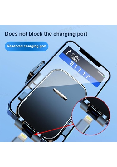 Seametal Yerçekimi Ayarlanabilir 360 Derece Döndürme Havalandırma Klipsi Araba Telefon Tutucu Montajı Siyah