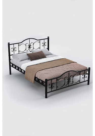 Argimo Pero Çift Kişilik Ferforje Metal Karyola 180x200 Siyah