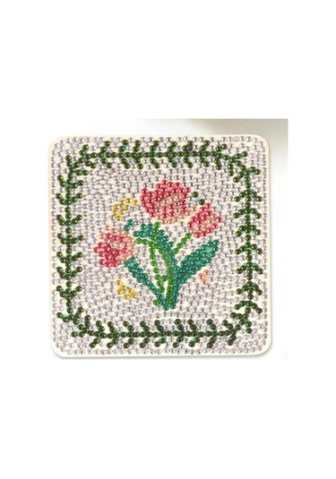 Elmas Boyama Coaster Seti Kullanımı Kolay Dıy Craft Çiçek Desenli Coaster Diğer